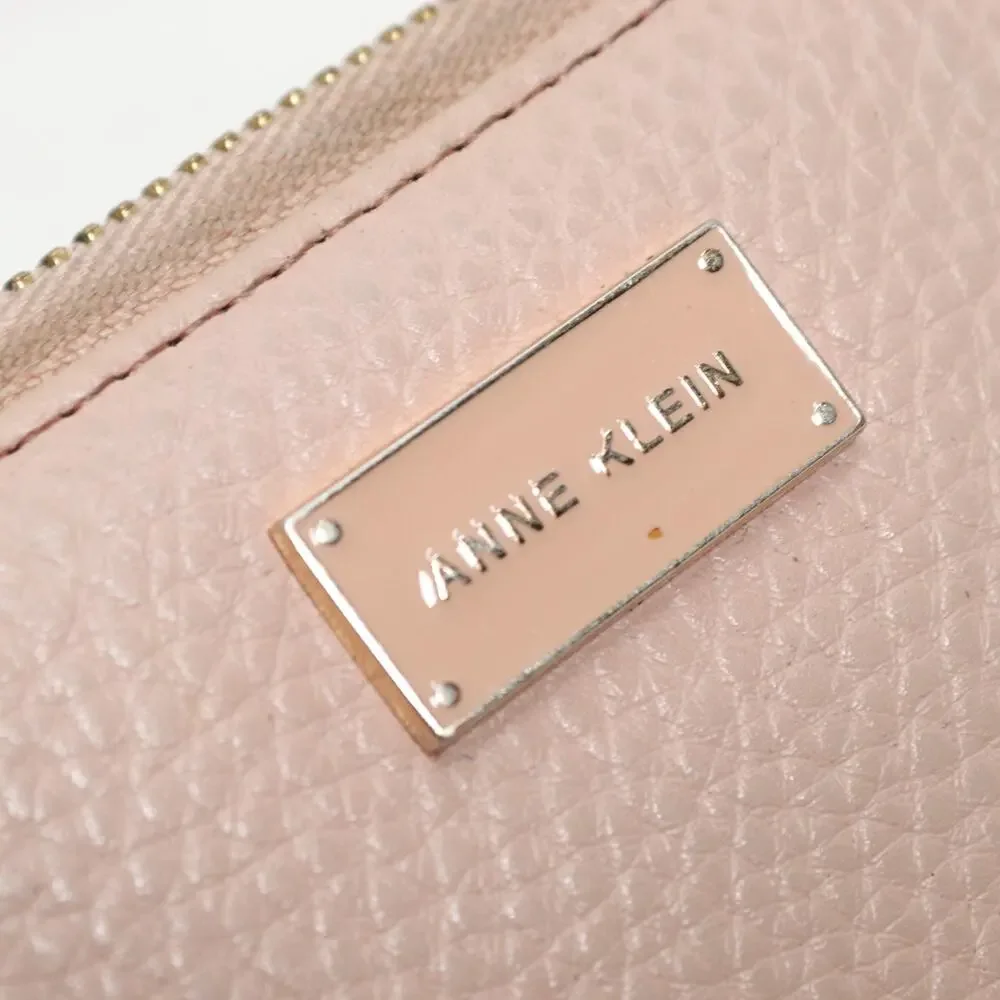 Anne Klein Pink Blush Wallet Clutch Pebbled Zip Around Accordina Cards Cash
